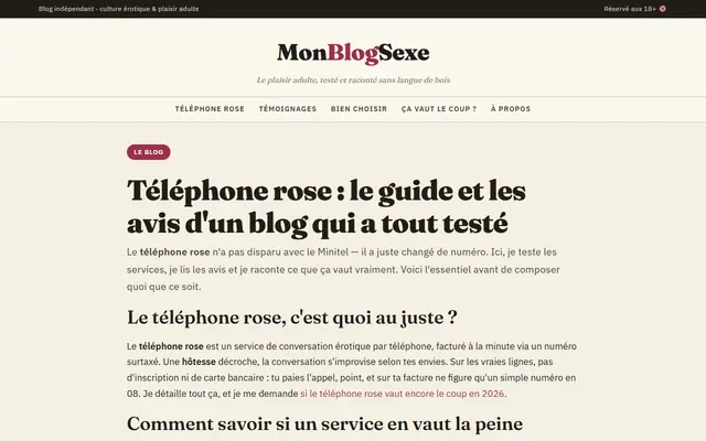 Capture d'écran de Mon Blog Sexe